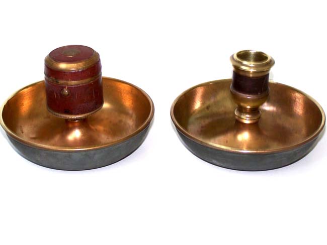 A Campaign Form Traveling Candlestick and Inkwell set circa 1870